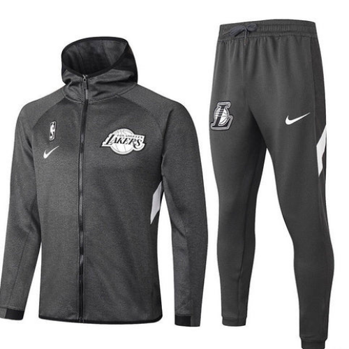 KIT GIACCA A ZIP CON CAPPUCCIO + TUTA GRIGIA NBA LAKERS 2021/22